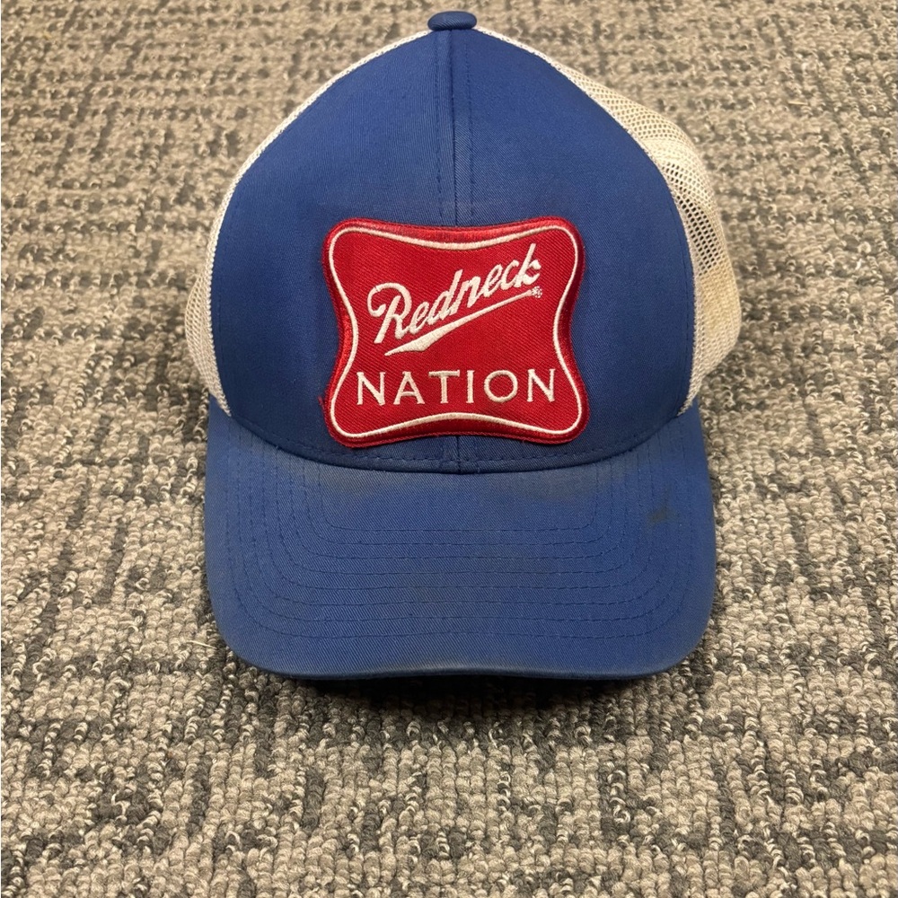 Redneck Nation Blue and Red Trucker Hat